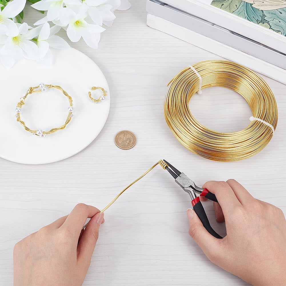 500 g 12 Gauge(2mm) Aluminum Wire 180 Feet(55m) Bendable Metal Sculpting Wire for Bonsai Trees Floral Arts Crafts Making Champagne Yellow