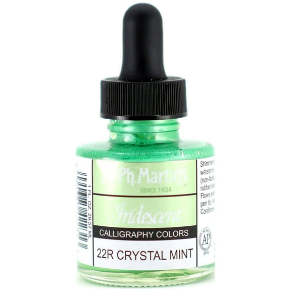 Dr. Ph. Martin's® Iridescent Calligraphy Color (22R) Ink Bottle, 1.0 US fl oz, Crystal Mint, 1 Bottle