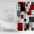 thumbnail image 4 of Red Grey Geometric Shower Curtains for Bathroom Waterproof Fabric Bath Curtains Decor Bath Tub Curtain Irregular Abstract Art Modern Decorative Shower Curtain Sets with 12 Hooks, 72x72 Inch, 4 of 6