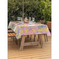 thumbnail image 2 of Easter Bunny Outdoor Tablecloth - 60x120 Inch Rectangle Dining Table Cover, Colorful Eggs Spring Leaves Daisy Yellow Pink Plaid Waterproof Outdoor Table Cloth with Umbrella Hole & Zipper for Patio, 2 of 7