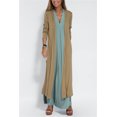 thumbnail image 4 of Conjunto de vestido cárdigan elegante para mujer, chaqueta holgada de manga larga lisa, vestidos sin mangas con abertura, ropa informal para oficina y vacaciones en la calle, 4 of 5