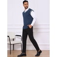 thumbnail image 5 of DARING DIVA Men's Solid Color V-Neck Sleeveless Cable Knitted Sweater Vest M Navy Blue, 5 of 7