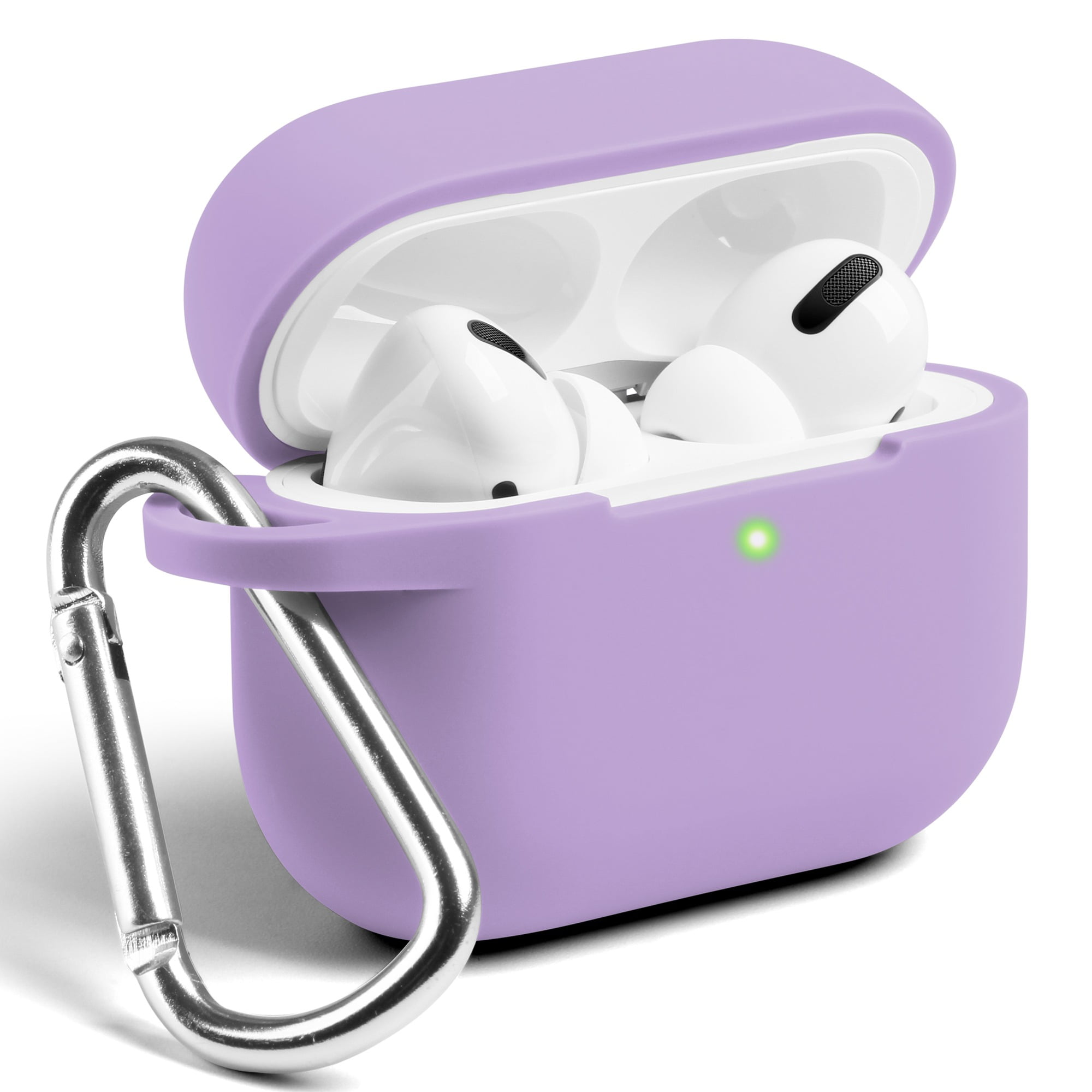 Purple Compatible AirPods Pro Case Cover Silicone Protective Case Skin for Apple Airpod Pro 2019 Front LED Visible