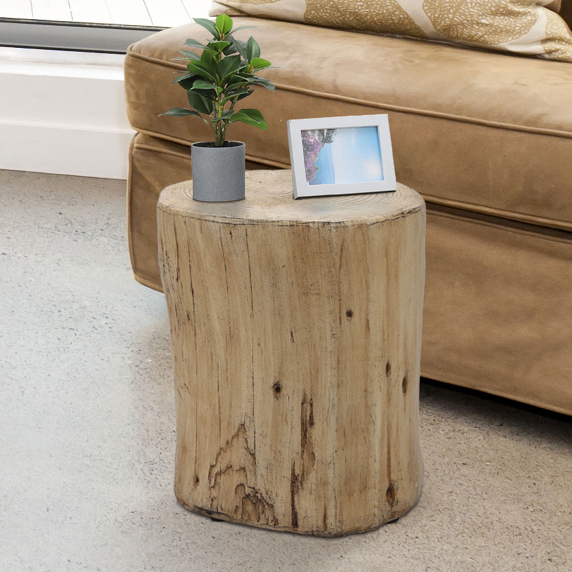 Williamspace Tree Faux Wood Stump Indoor Outdoor Accent Side Table