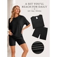 thumbnail image 5 of DAKIMOE Womens Pajamas 2 Piece Lounge Sets for Women Ribbed Knit Matching Outfits Loose T-Shirt and Bodycon Biker Shorts Sleepwear Sweatsuits S-XL, Black, XL, 5 of 8