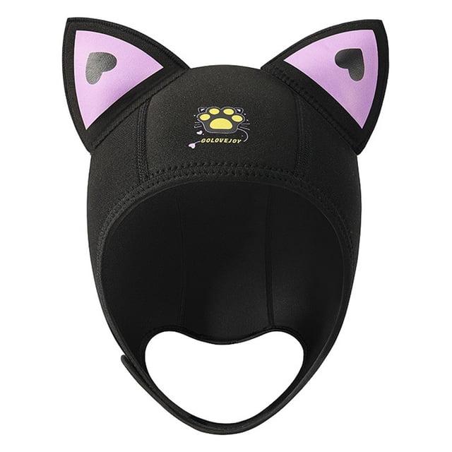 Capucha Buceo Con Orejas Gato Bonitas 3MM Capucha Neopreno para Traje Buceo para Y Adultos (negro)