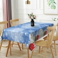 thumbnail image 4 of Nanqianyi Blue Christmas Tablecloth 60x84 Inches, Winter Snowman XMAS Trees Pattern Waterproof Table Cloth For Christmas Dining Decor, 4 of 11