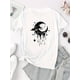 thumbnail image 2 of Camisetas con gráficos clásico para mujeres y adolescentes y niñas, playera de verano con estampado estéticoCelestial Charm | Women's Fashionable Black T-Shirt with Moon and Star Graphic - Casual Ro, 2 of 6