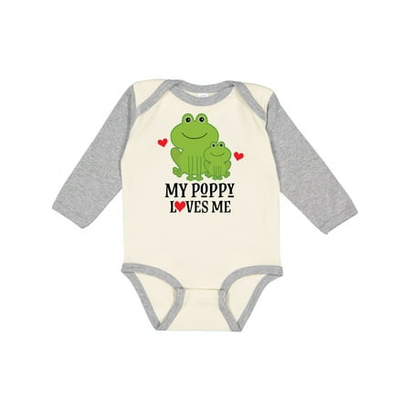 

Inktastic My Poppy Loves Me Grandson Frog Gift Gift Baby Boy Long Sleeve Bodysuit