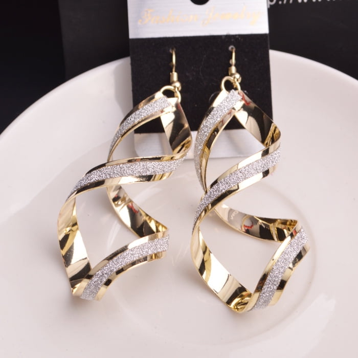 Unusual 3 colour gold drop stud vintage earrings Jewellery Earrings Dangle & Drop Earrings 