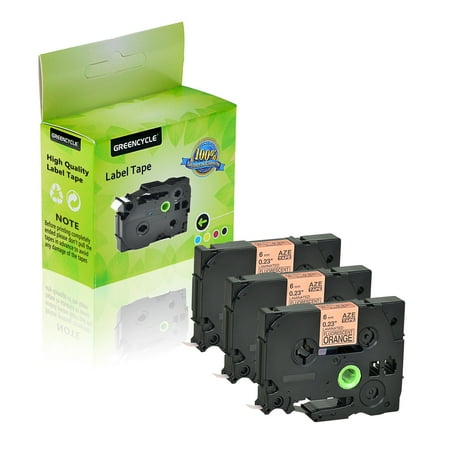 GREENCYCLE 3 Pack Compatible Brother TZe-B11 TZ-B11 TZB11 TZeB11 TZe Tape 6mm 0.24'' Laminated Black on Fluorescent Orange Label Tapes Cassette use for Brother P-Touch Labeler Label Maker 16.4ft 5m
