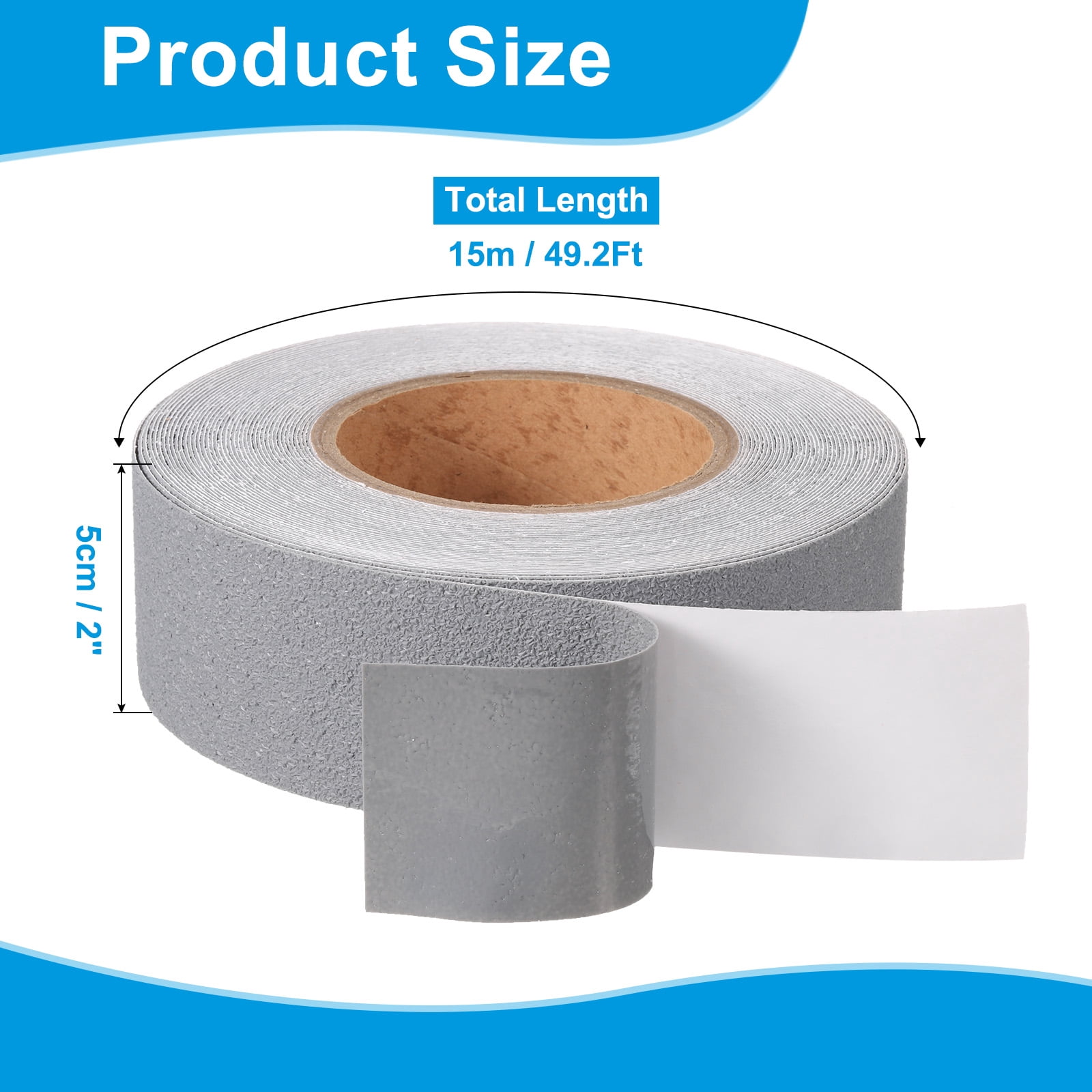 Rubber Grip Tape, 2" x 49.2 Ft Non-Slip Tape Broken Stone Textured Adhesive Grip Tape for Outdoor/Indoor Steps (Grey)