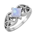 thumbnail image 2 of 5mm Square Shape Natural Rainbow 925 Silver Celtic Women Mother's Day Gift Ring, 2 of 4