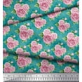 thumbnail image 3 of Soimoi Japan Crepe Satin Fabric Check,Leaves & Rose Floral Printed Craft Fabric by The Yard 42 Inch Wide, 3 of 3
