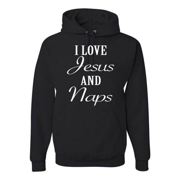 Wild Bobby I Love Jesus and Naps Inspirational/Christian Unisex Graphic Hoodie Sweatshirt, Black, Small