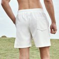 thumbnail image 4 of Lovskoo Shorts for Men Casual Trendy Solid Color Elastic Waist Shorts Splicing Drawstring Shorts White, 4 of 5