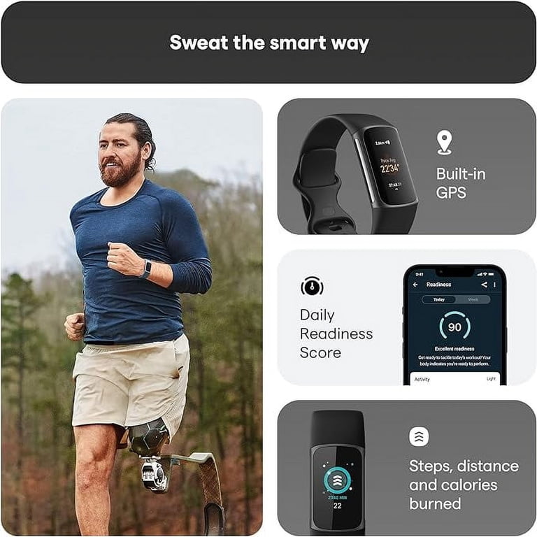 Fitbit, Charge 5 Fitness Tracker, FB421BKBK, Black Graphite