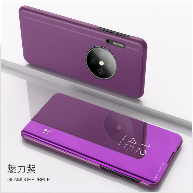 For Huawei P30 Lite P30 Pro Case Clear View Mirror Phone Case For Huawei Mate 30 Pro Lite Flip Magnetic Leather Stand Back Cover purple For Mate 30 Lite