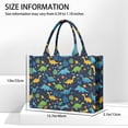thumbnail image 3 of Large Capacity Tote Bag,DarkBlue Colorful Dinosaurs Leaves Pattern Handbag Fashion Luxury Tote Bag,15.7"x13"x 5.1" Inches,Laptop Compatible, 3 of 6