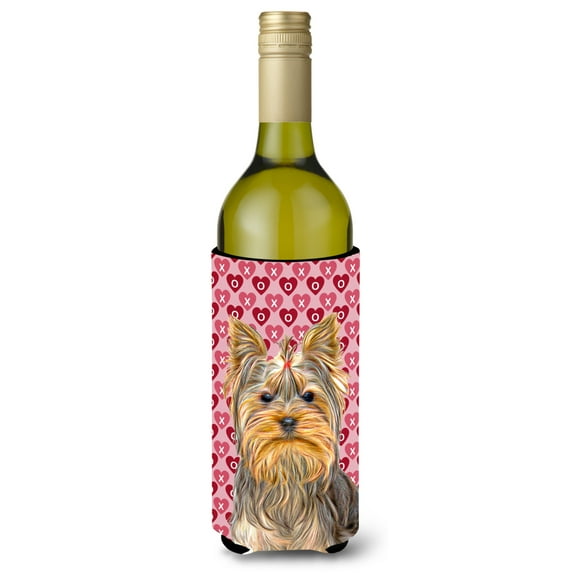 Hearts Love and Valentines Day Yorkie / Yorkshire Terrier Wine Bottle Hugger