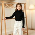 thumbnail image 2 of AUDeals Girls Ruffled Trim Ribbed Knit Turtleneck Sweater Long Sleeve Slim Fit Knitted Top Toddler Baby Kids Casual Layering Wear (Black, 6-12 Months), 2 of 4