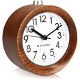 thumbnail image 1 of Reloj despertador analógico de madera con repetición - Reloj vintage con alarma de esfera - Reloj de escritorio de madera vintage silencioso sin cosquillas Zhivalor LKX-1154-1, 1 of 4