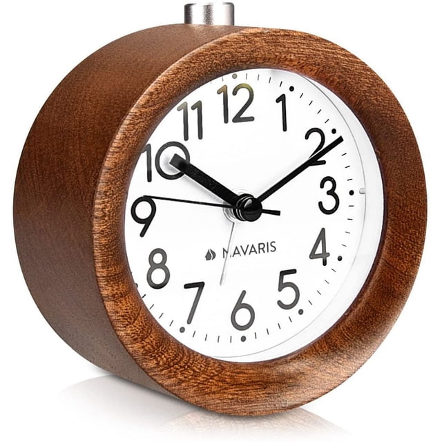 Reloj despertador analógico de madera con repetición - Reloj vintage con alarma de esfera - Reloj de escritorio de madera vintage silencioso sin cosquillas Zhivalor LKX-1154-1