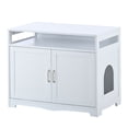 thumbnail image 5 of LHYY Litter Box Enclosure,Cat Litter Box Furniture with Hidden Plug,2 Doors,Indoor Cat Washroom Storage Bench Side Table Cat House,Large Wooden Enclused Litter Box House,White, 5 of 11