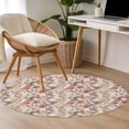 thumbnail image 4 of Round Rug 4Ft Washable Non-Slip, Pink Beige Flowers Circle Area Rugs for Living Room Bedroom, Spring Floral Elegant Pastoral Rustic Indoor Floor Mats Carpet Runner for Home Decor Aesthetic, 4 of 8
