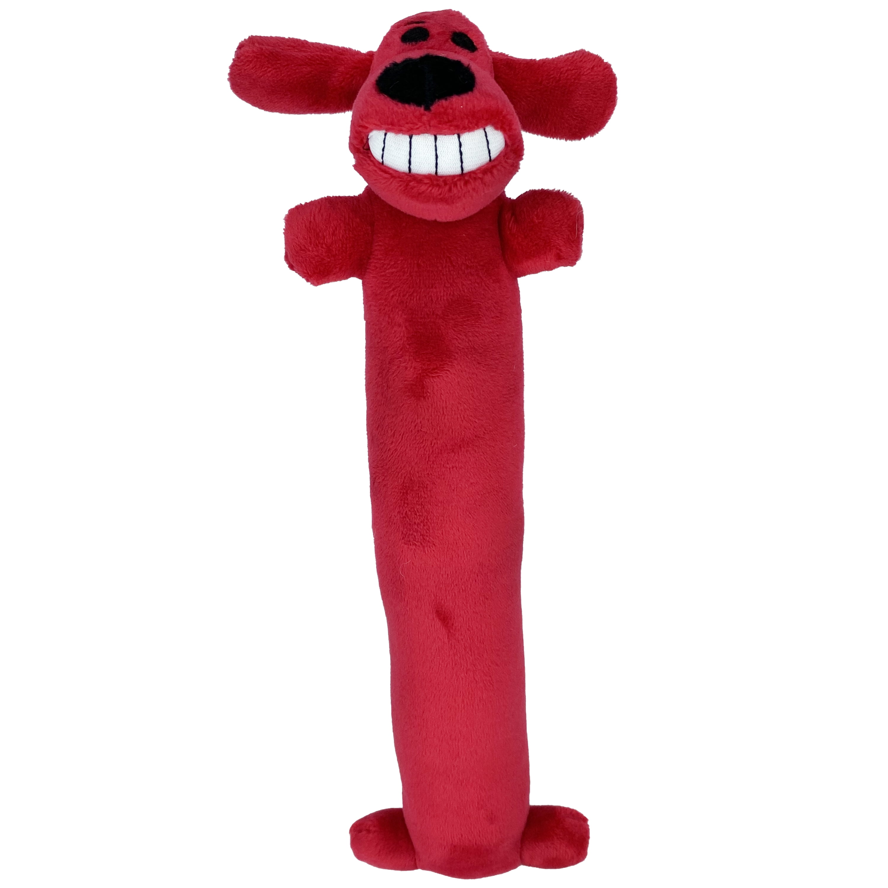 Multipet Plush Holiday Loofa Dog Toy, Stuffing & Squeaker, 3 pk with Red, Green & White, 12" Each