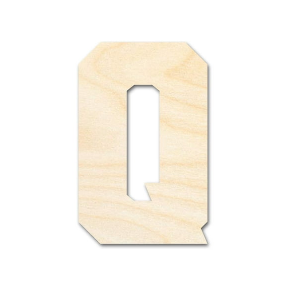 Unfinished Wood Varsity Team Font - Q Shape 14" / 1/2"