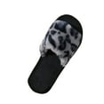 thumbnail image 2 of Kilaqueen Cozy Leopard Print Women's Slippers Fuzzy Fluffy Furry Slippers Open Toe House Memory Foam Slides Soft Flat Comfy Anti-Slip Spa Indoor Outdoor Slip On Bedroom Slippers, 2 of 3