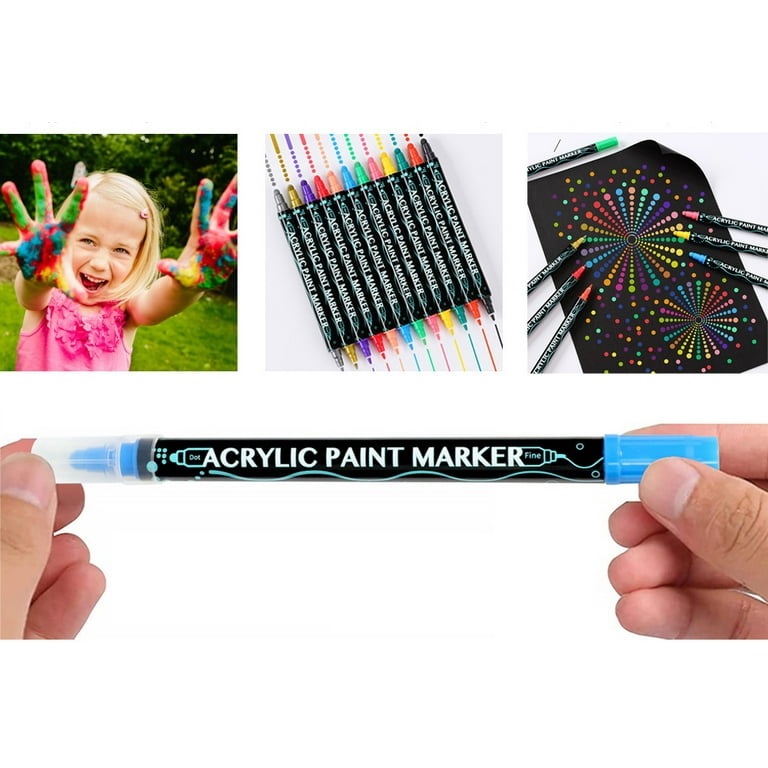  Betem 24 Colors Dual Tip Acrylic Paint Pens Markers