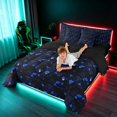 thumbnail image 4 of Manfei 3D Triangle King Bedding, Geometric Black Blue King Bed in a Bag, Black Reversible 7pcs, 4 of 6