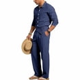 thumbnail image 4 of ZToonmas Men's 2 Piece formal Set Long Sleeve Button down Shirt and Elastic Waist Pants with Belt Casual Business Outfit, 4 of 9