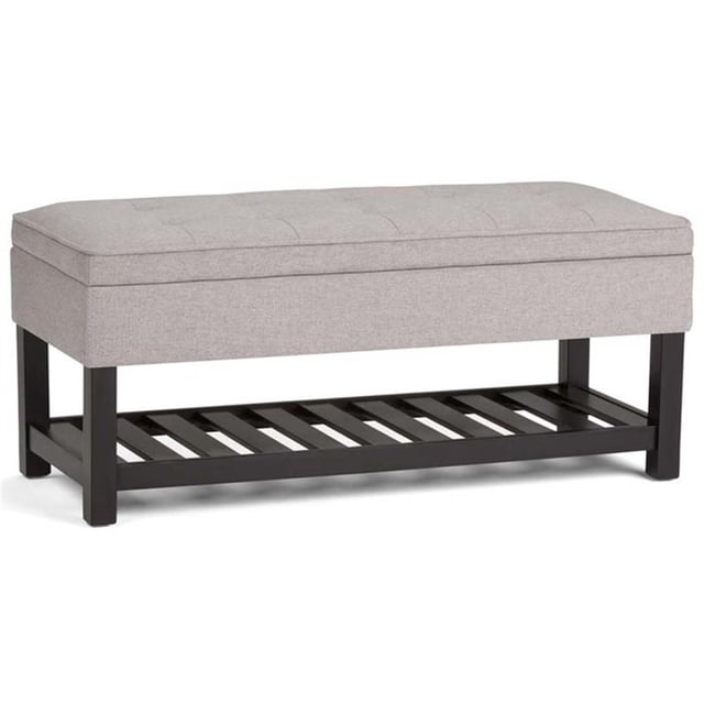 Cosmopolitan 44" WD Storage Ottoman Bench in Cloud Gray Linen Look Fabric