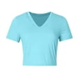thumbnail image 4 of Timegard Going out Top for Women V Neck Short Sleeve Comfy Solid Color Casual Slim Tee Shirts Summer, 4 of 4