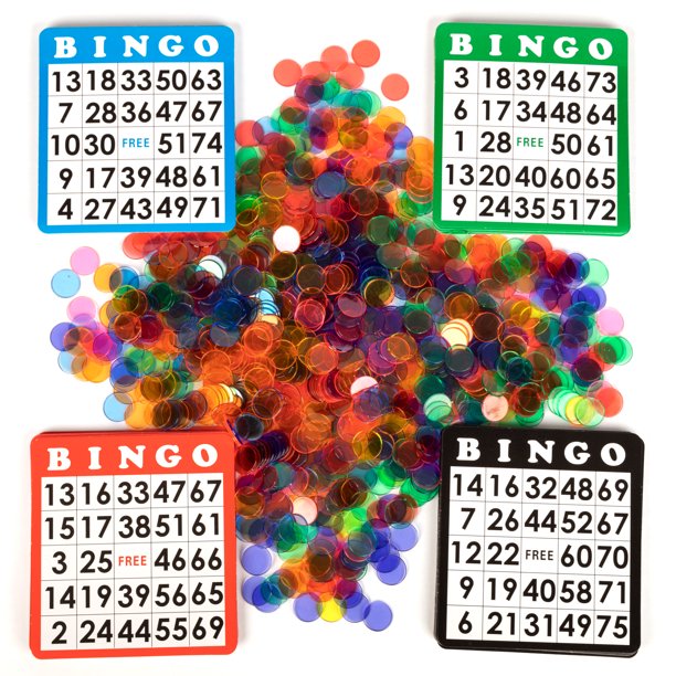 Royal Bingo Supplies Bingo Hall Bundle Bulk Set of 100 Playing Cards & 1,000 Mixed Color Game