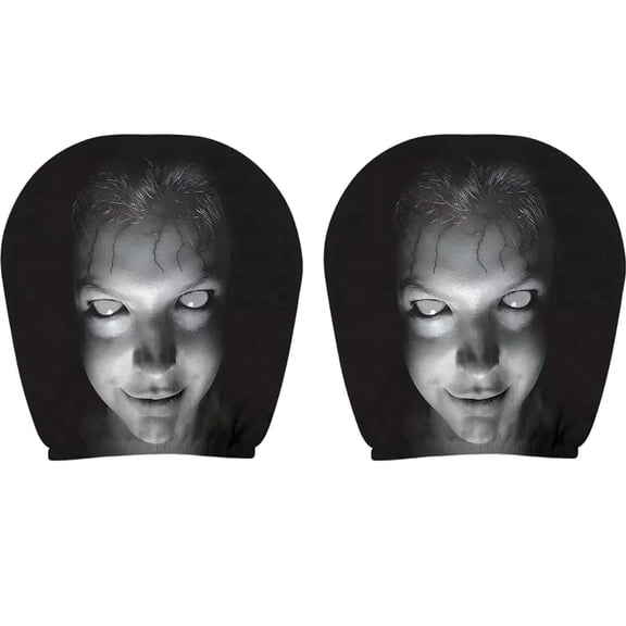 Ghost Face Headrest Covers,Scary Headrest Covers for Cars,Car Head Rest Cover Protector for Halloween,Funny & Breathable (A 2pc)