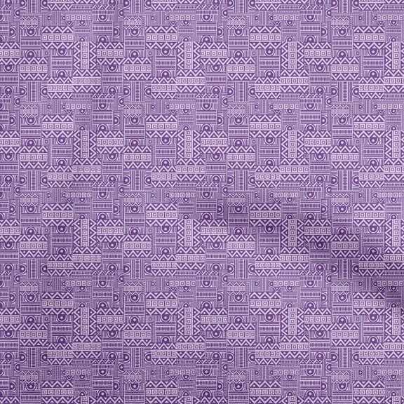 oneOone Cotton Poplin Violet Fabric Geometric Sewing Material Print Fabric By The Yard 42 Inch Wide