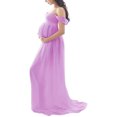thumbnail image 1 of ziyahi Robe de Maternité pour Photographie, Épaules Dénudées, Robe Longue en Mousseline, devant, Grossesse, Longues Robes, Femmes, Accessoire de Séance Photo, Prise de Vue, Violet Pâle, L, 1 of 8