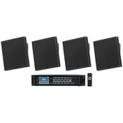 4) JBL SLP14/T-BK Sleek Low-Profile On Wall Mount 4" 70v Commercial Speakers+Amp