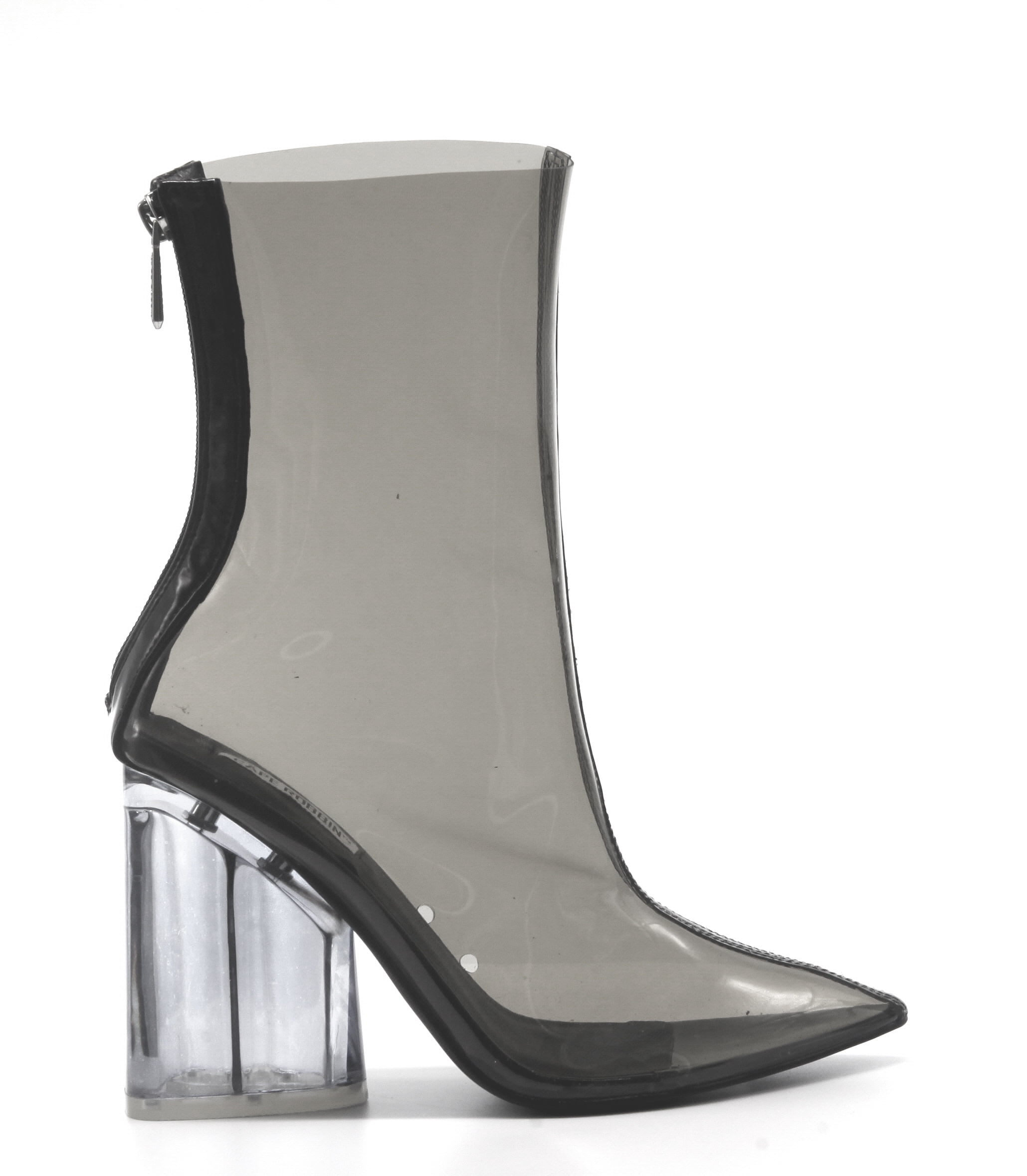 CAPE Crystal Glaze Womens Perspex Lucite Clear Pointy Toe Chunky Heel Ankle Boots, Black, 10 Walmart.com