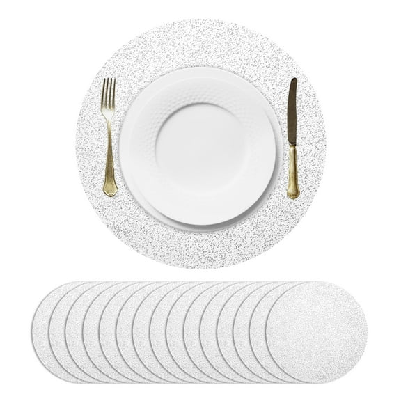 Uxcell 16 Pcs Star Silver Disposable Round Placemats 13" Metallic Glitters Foil Mesh Table Mats Table Doilies Decor