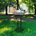 thumbnail image 5 of Glass Bird Bath hummingbird Birdbath with Metal Stand for Outdoor Garden Patio Deck Porch Decor Plant, 5 of 5