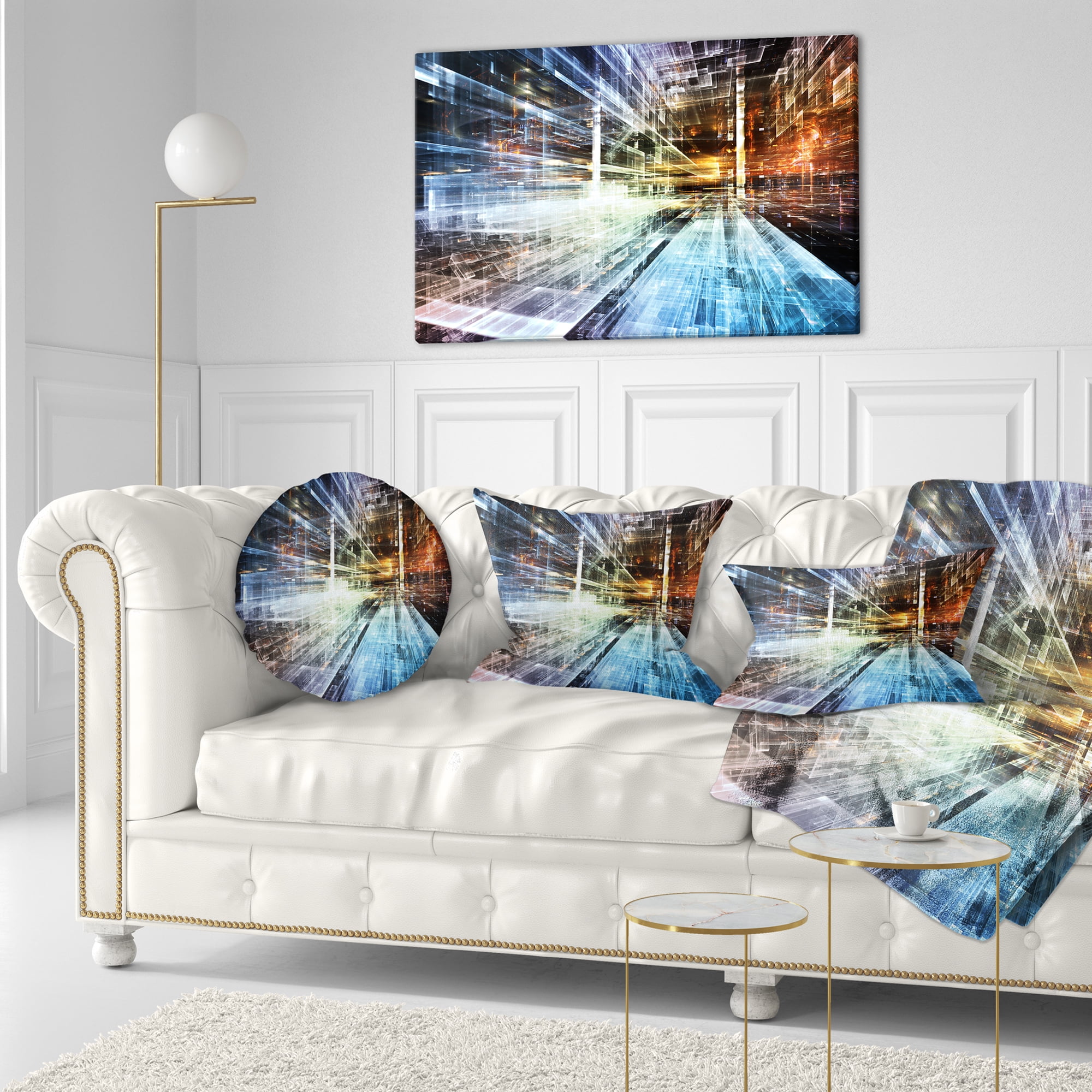 Designart Future Industry - Abstract Throw Pillow - 12x20
