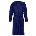 thumbnail image 4 of Cozyvia Women's Hooded Fleece Robe, Plush Fleece Long Bath Robe with Hood, Soft Warm SPA Bathrobe - Royal Blue L, 4 of 6