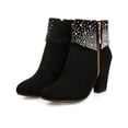 thumbnail image 4 of Nuevas botas de tacón para mujer de primavera e invierno, zapatos de mujer con diamantes de agua de alta calidad, botas cortas de tacón grueso de ante con tacón alto, talla grande, 4 of 4