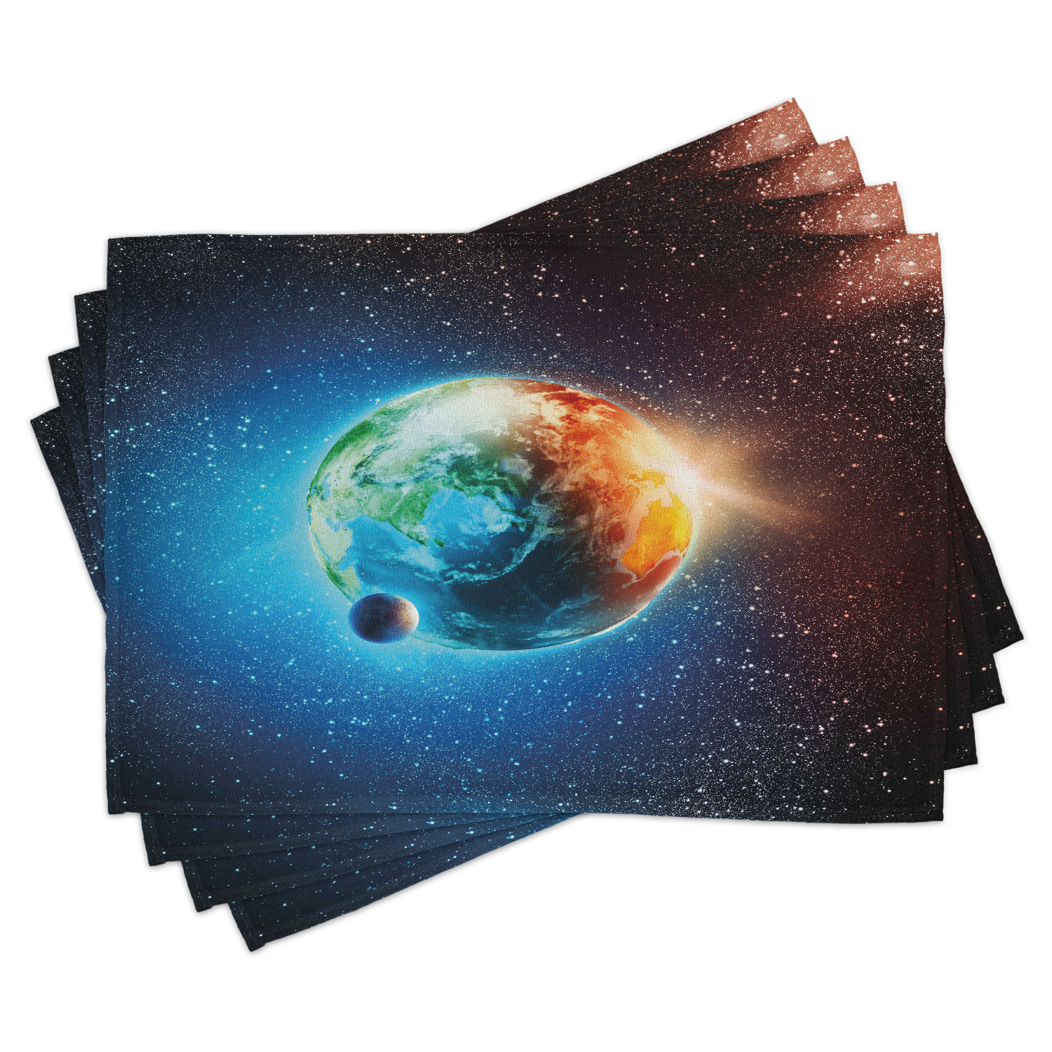 Earth Placemats Set of 4 Majestic Galaxy Outer Space View Universe with