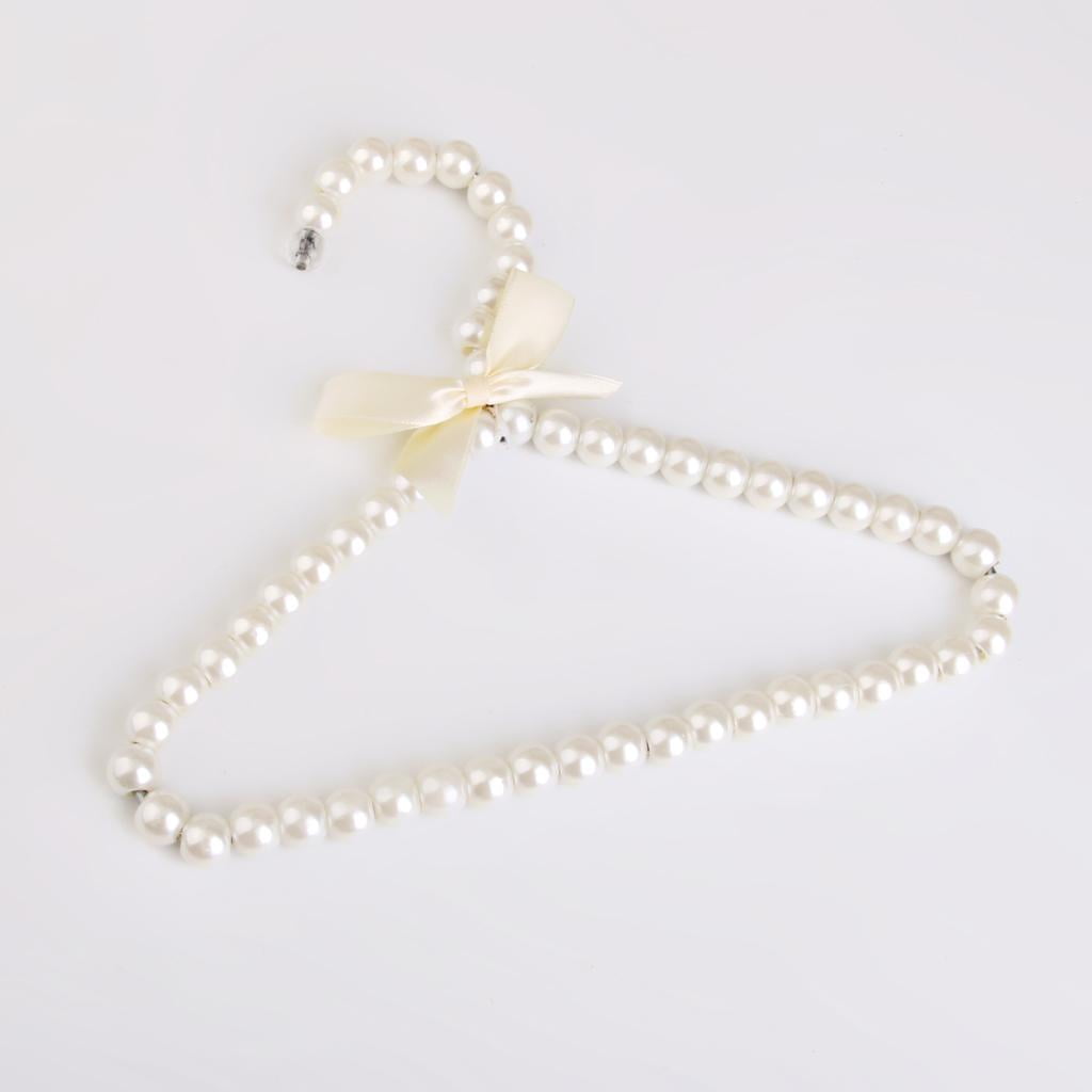 Dualoai 5Pcs White Pearl Bow Clothes Hangers Hook Rack for Baby Kids Halloween Christmas